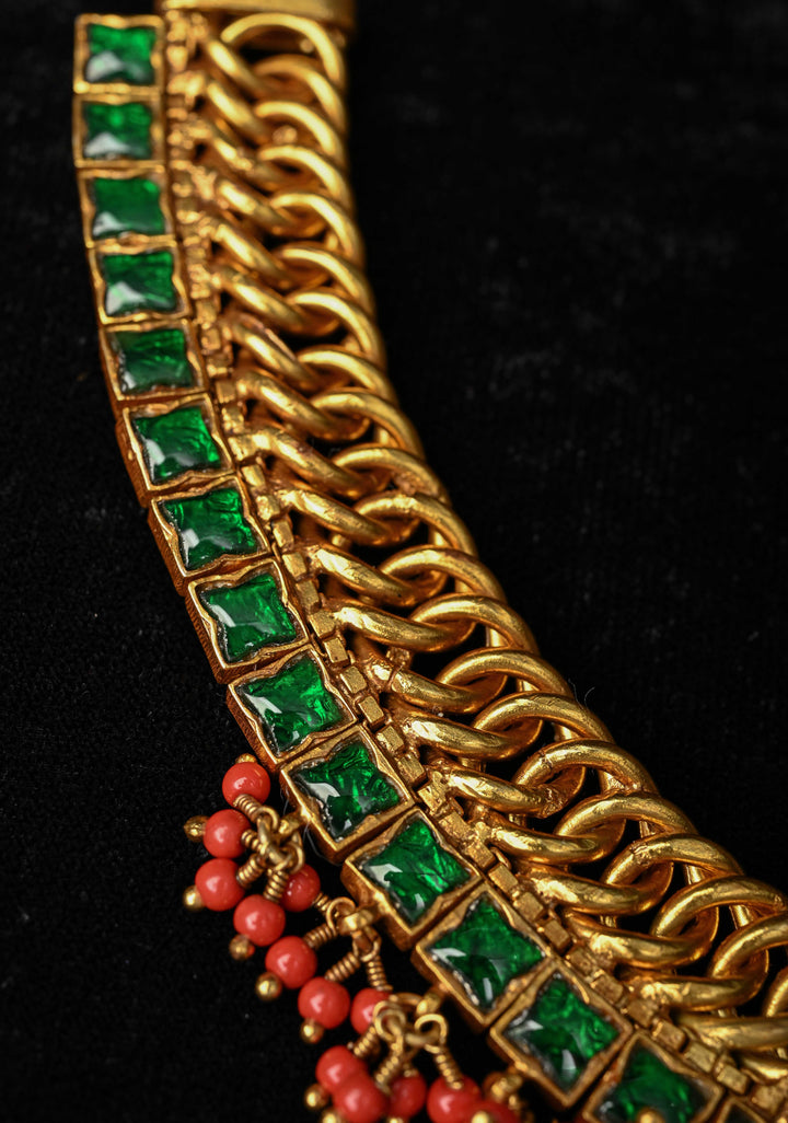92.5  Silver  Reversible  Braided Necklace - Ruby and Emerald