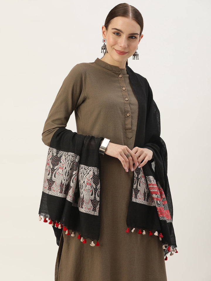 Handloom Baluchari Silk Cotton Dupatta | SHOBITAM
