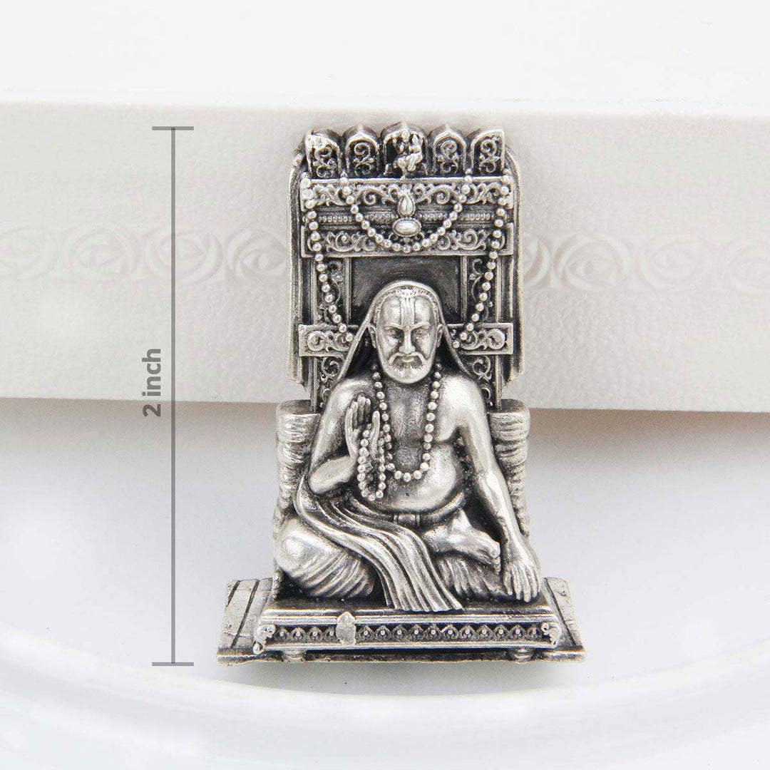 3" 92.5 silver antique finish Divine Swamy Raghavendra 2D Idol
