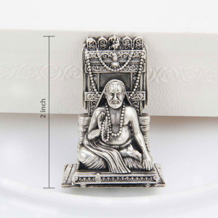 3" 92.5 silver antique finish Divine Swamy Raghavendra 2D Idol