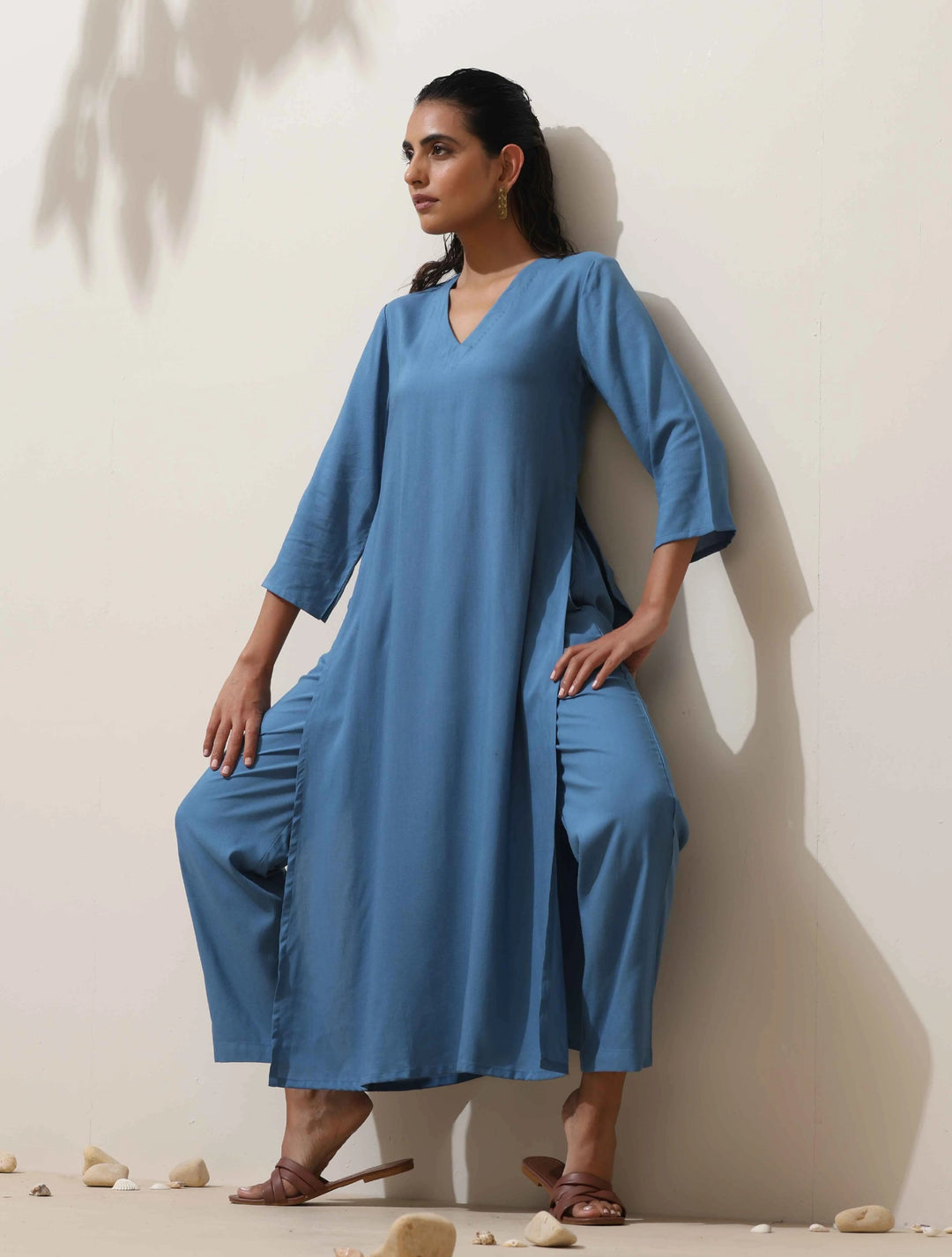 Blue Viscose Kurta Pant Set | SHOBITAM
