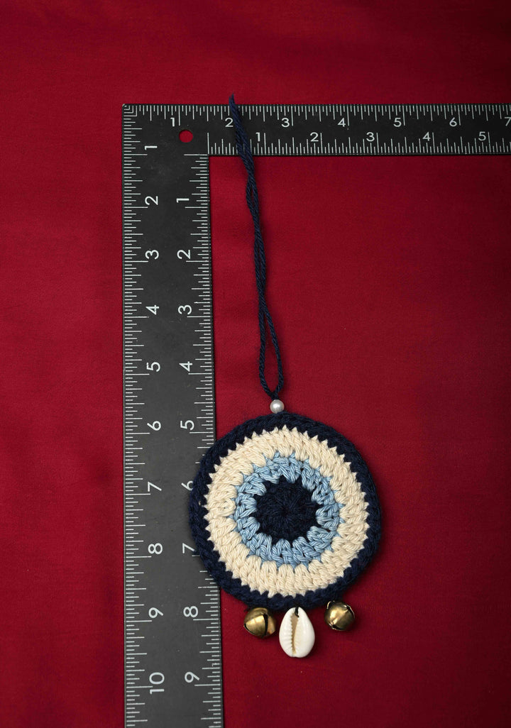 Evil Eye Crochet Charm with Cowrie Shell and Bells | SHOBITAM