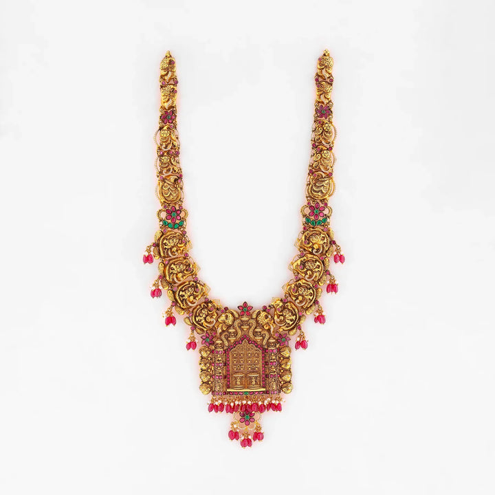 Pure 92.5 Silver, Gold Plated Swargadwara Haaram
