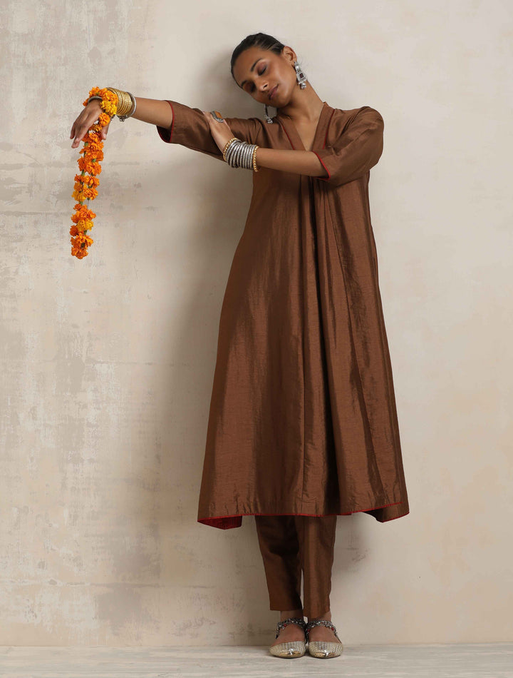 Brown Silk Kurta Set | SHOBITAM