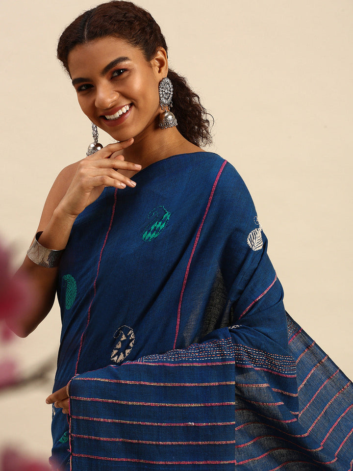 Handloom Khesh Kantha Cotton Saree | SHOBITAM