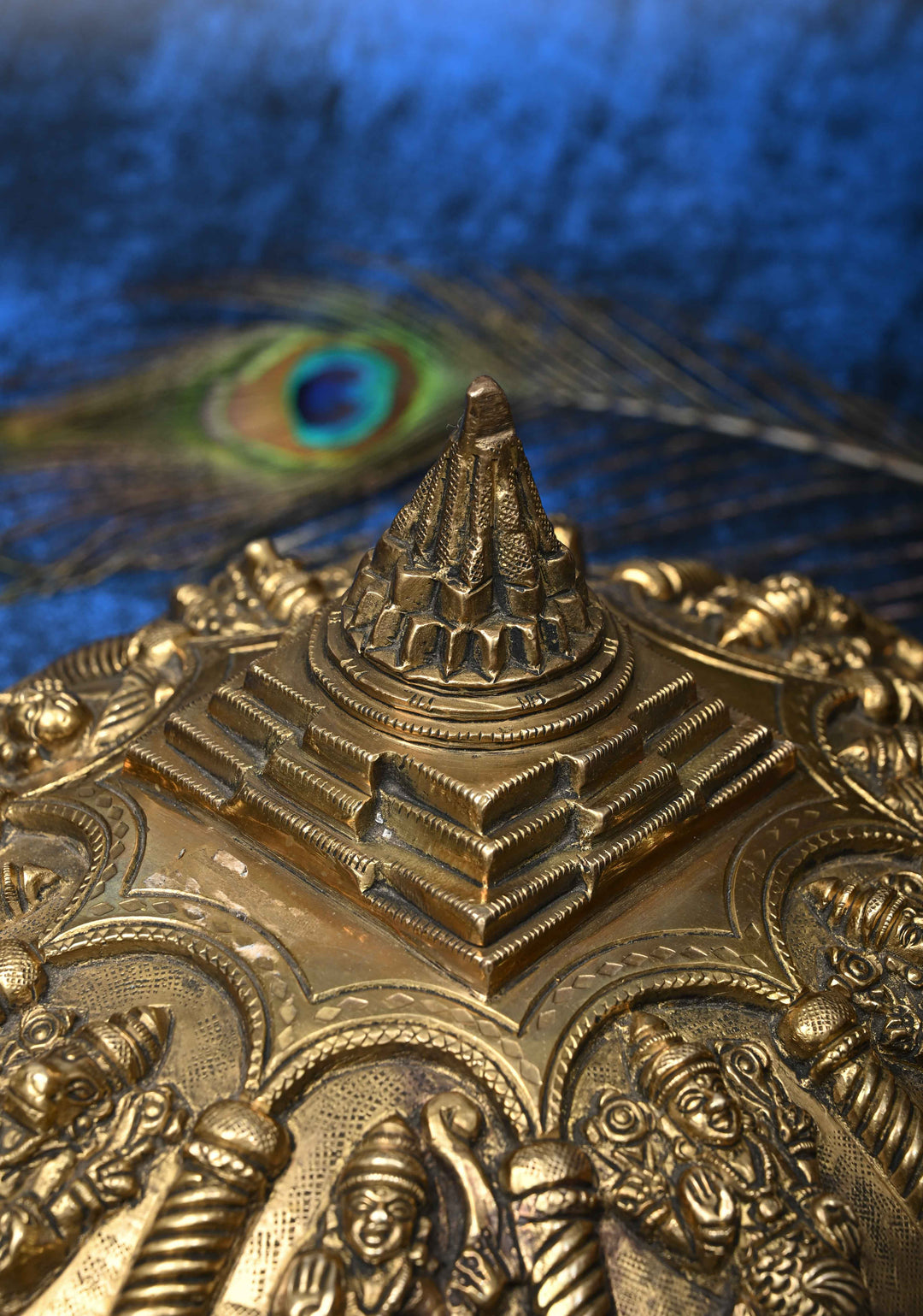 12" Brass Dashavataram Vaastu Turtle for Table Top Decor with 3D Lakshmi Yantra