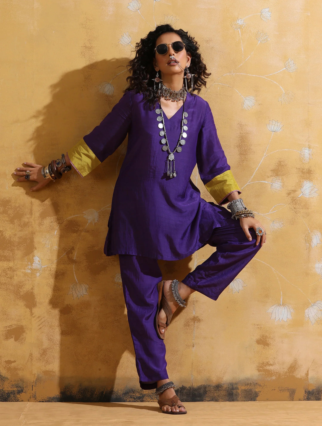Purple Muslin Silk Co-ord Set | SHOBITAM