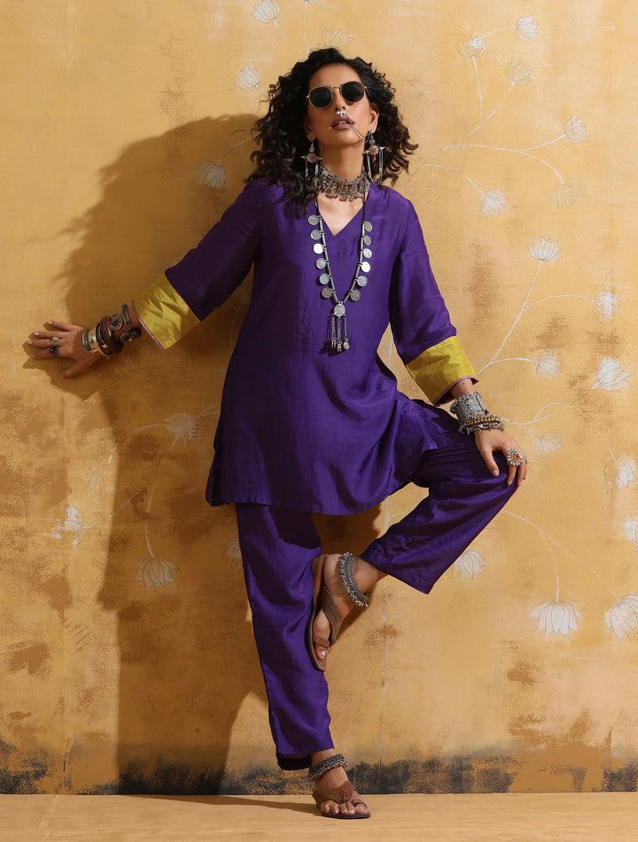 Purple Muslin Silk Co-ord Set | SHOBITAM