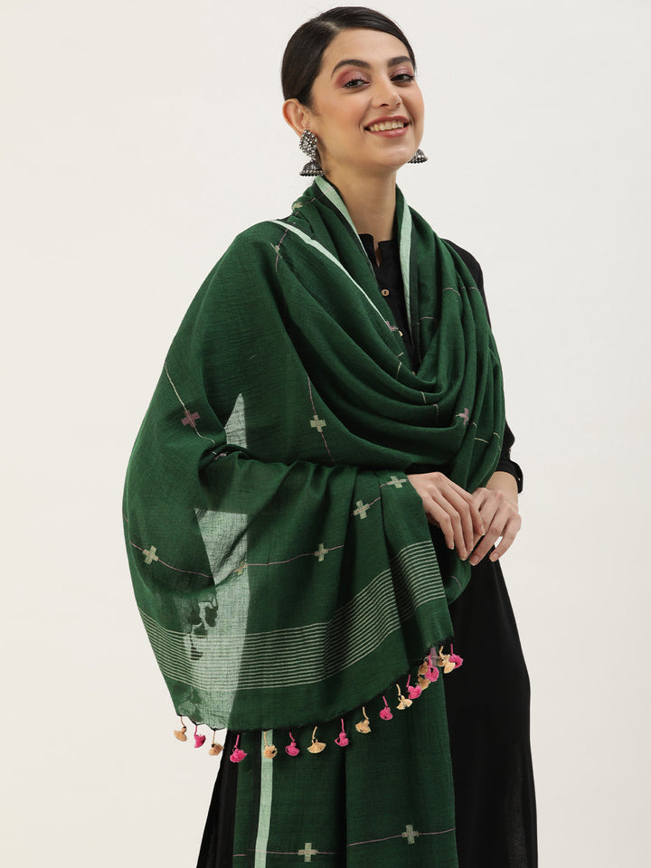 Handloom Jamdani Cotton Dupatta | SHOBITAM