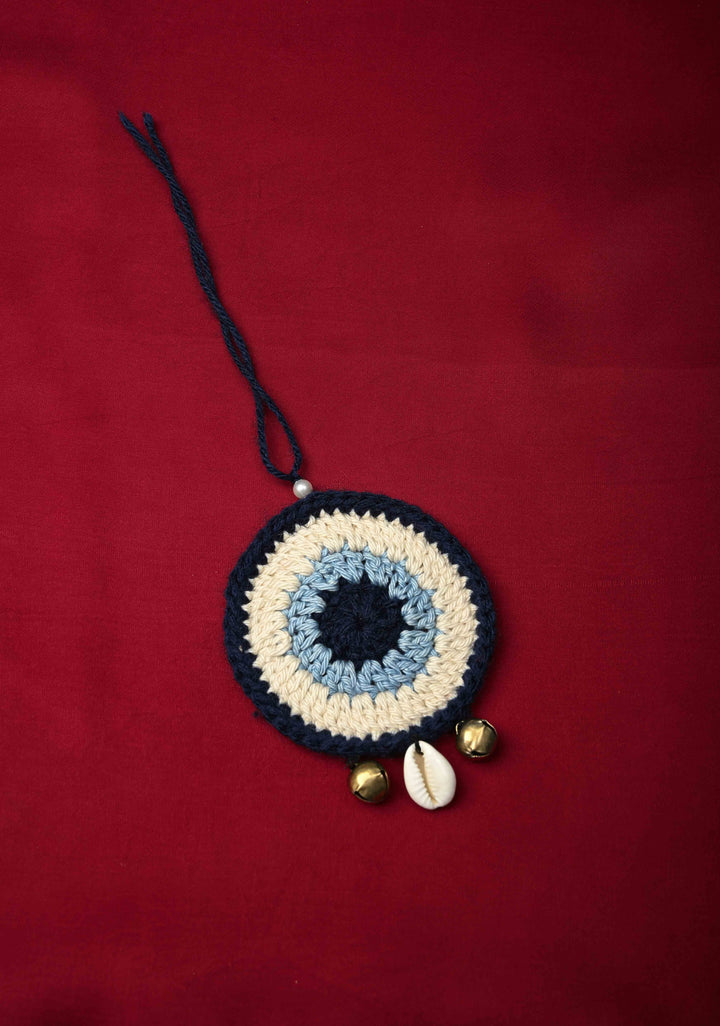 Evil Eye Crochet Charm with Cowrie Shell and Bells | SHOBITAM
