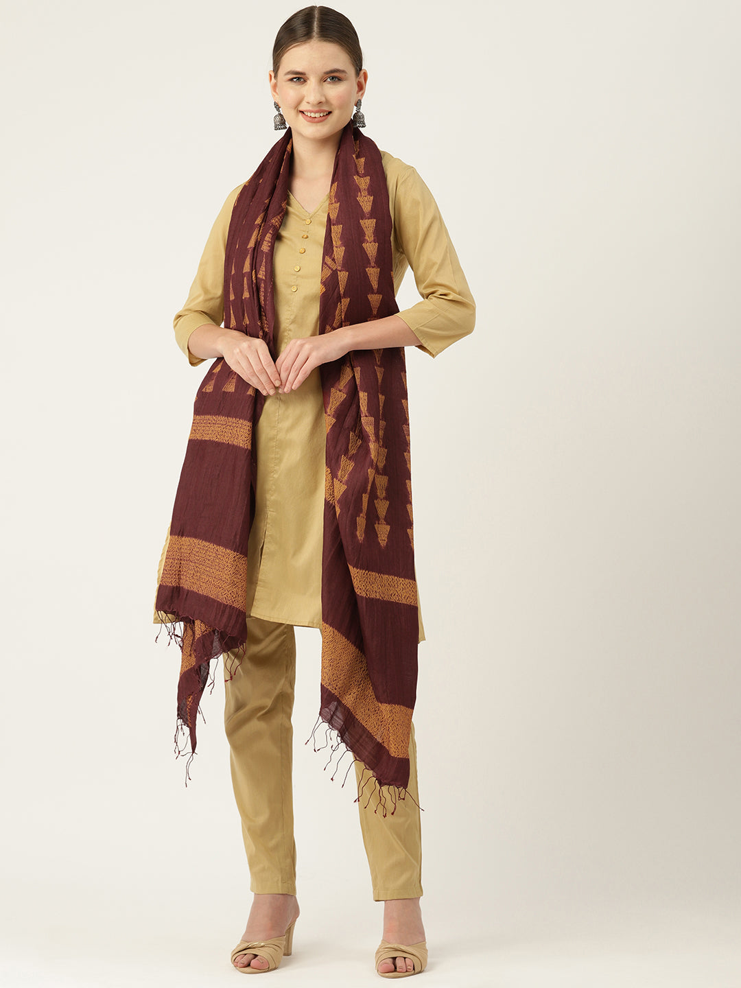Hand Woven Shibori Silk Dupatta | SHOBITAM