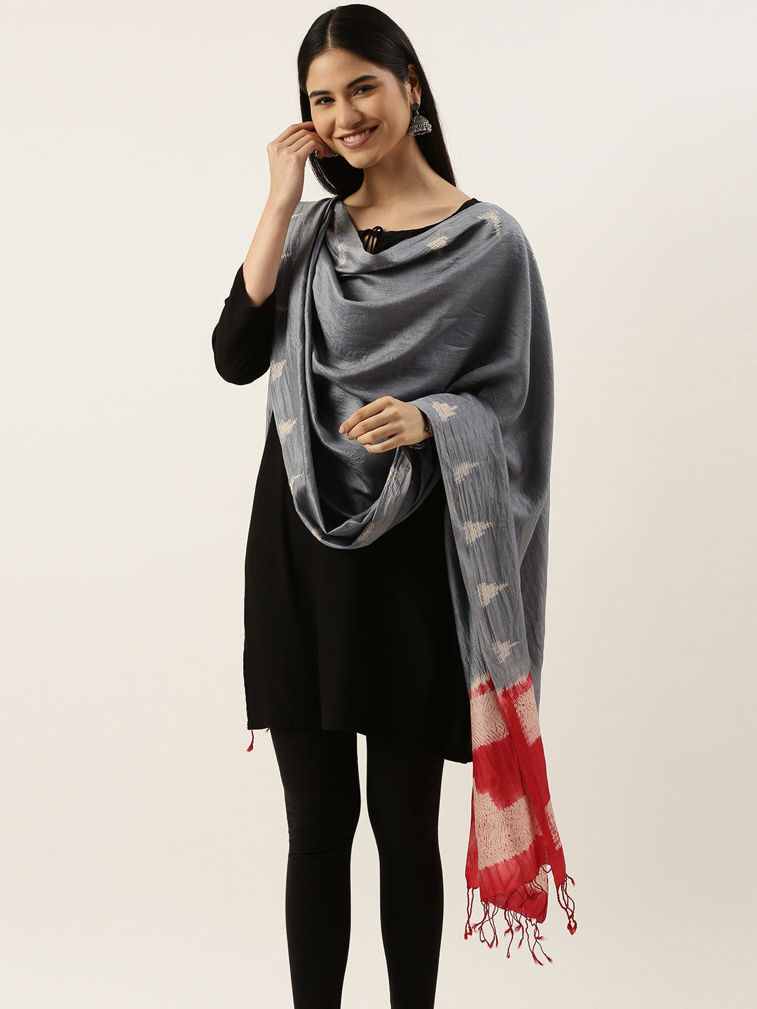 Hand Woven Shibori Silk Dupatta | SHOBITAM