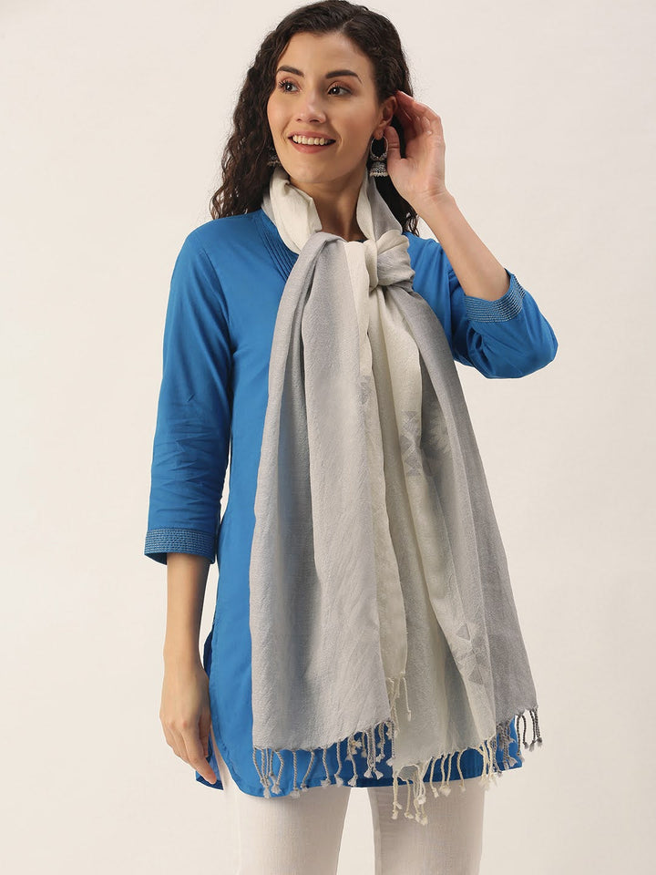 Handloom Jamdani Marino Wool Stole | SHOBITAM
