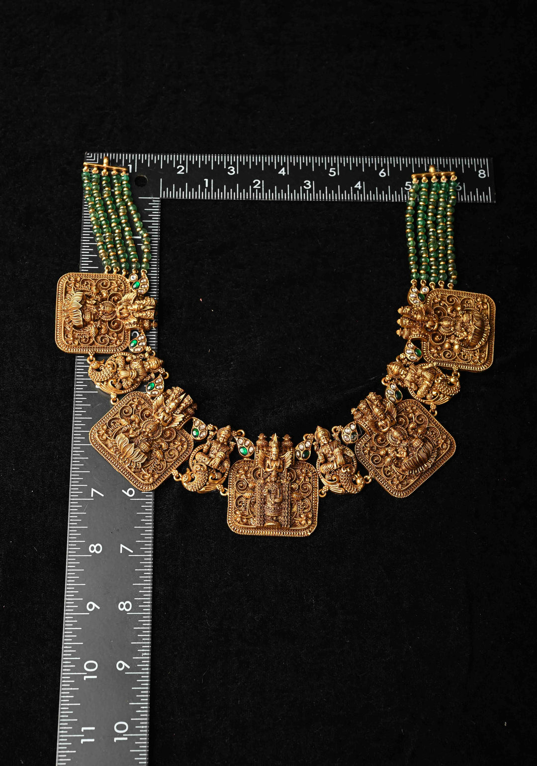 Statement 92.5 Silver 24 Ct Gold Plated Deep Nagas Balaji Lakshmi Antique Necklace