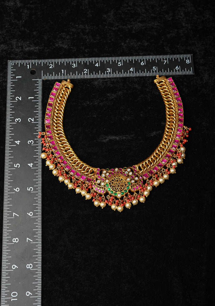 92.5  Silver  Reversible  Braided Necklace - Ruby and Emerald