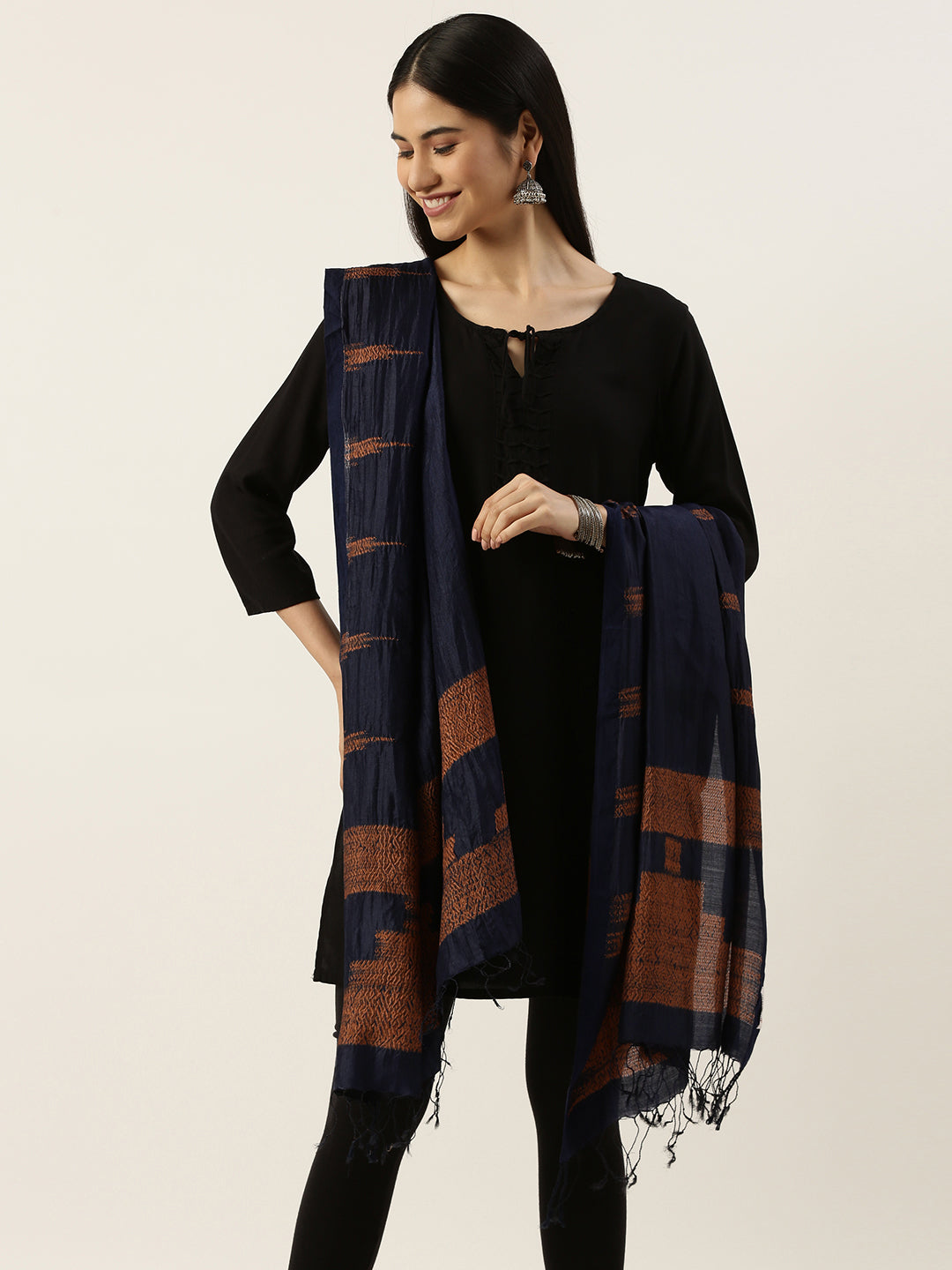 Hand Woven Shibori Silk Dupatta | SHOBITAM