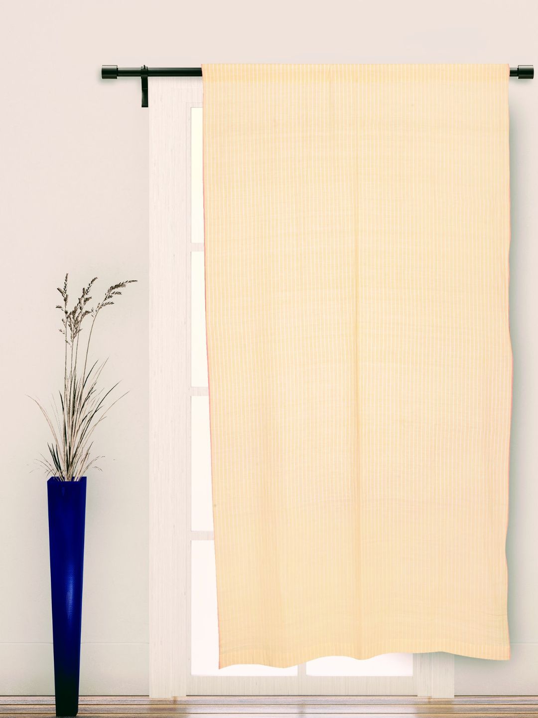 Beige Mul Cotton Door Curtain- Single Panel | SHOBITAM