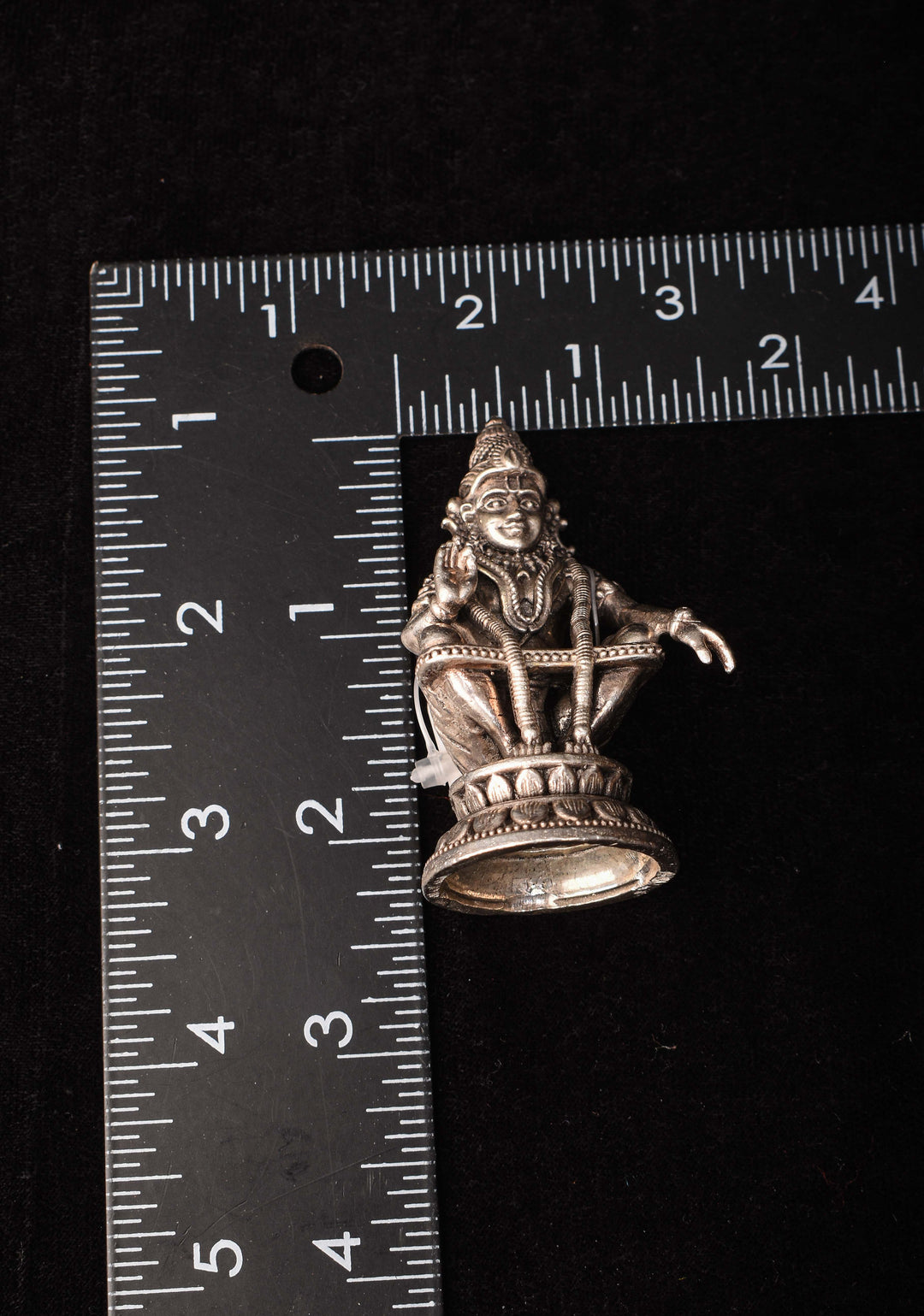 Pure 92.5 silver antique finish Ayyapan 3D Solid Idol 2.25"
