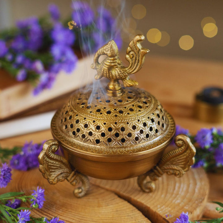 Sanchi Brass Dhoop Dani Incense & Loban Burner