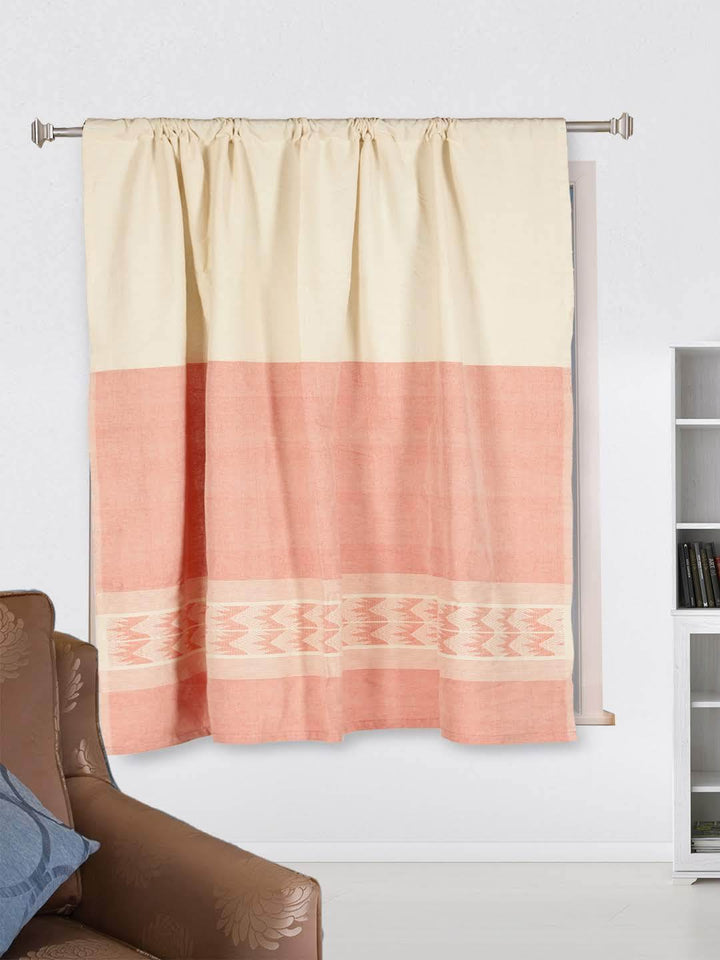Ivory Pink Cotton Rod Pocket Curtain- Single Panel | SHOBITAM