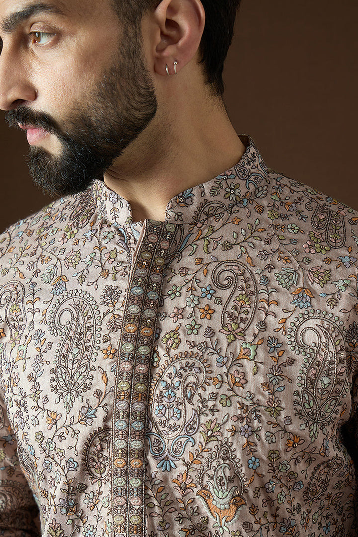 Multi Polyster Solid Embroidered Straight Kurta | SHOBITAM