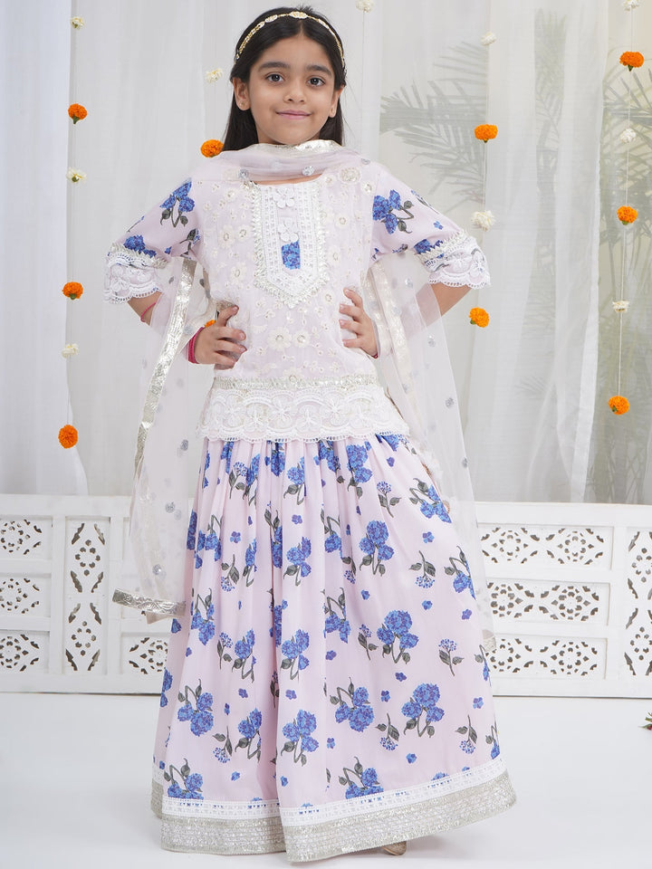 Rose water Floral Embroidery Lehenga Set | SHOBITAM