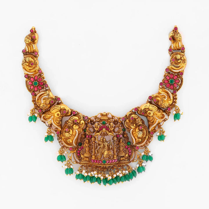 Pure 92.5 Silver, Gold Plated Rasleela Short Necklace