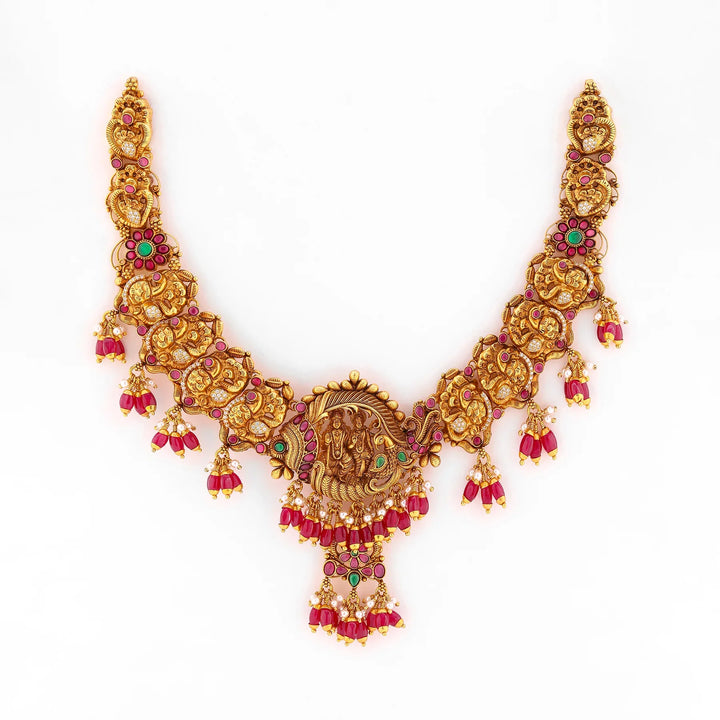 Pure 92.5 Silver, Gold Plated SriHari Shank Short Necklace