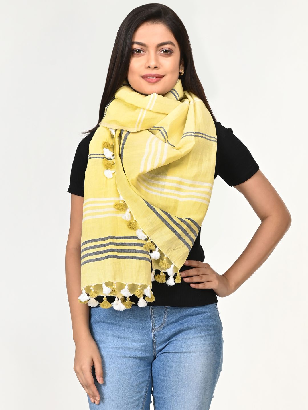 Cotton Linen Handloom Stole | SHOBITAM