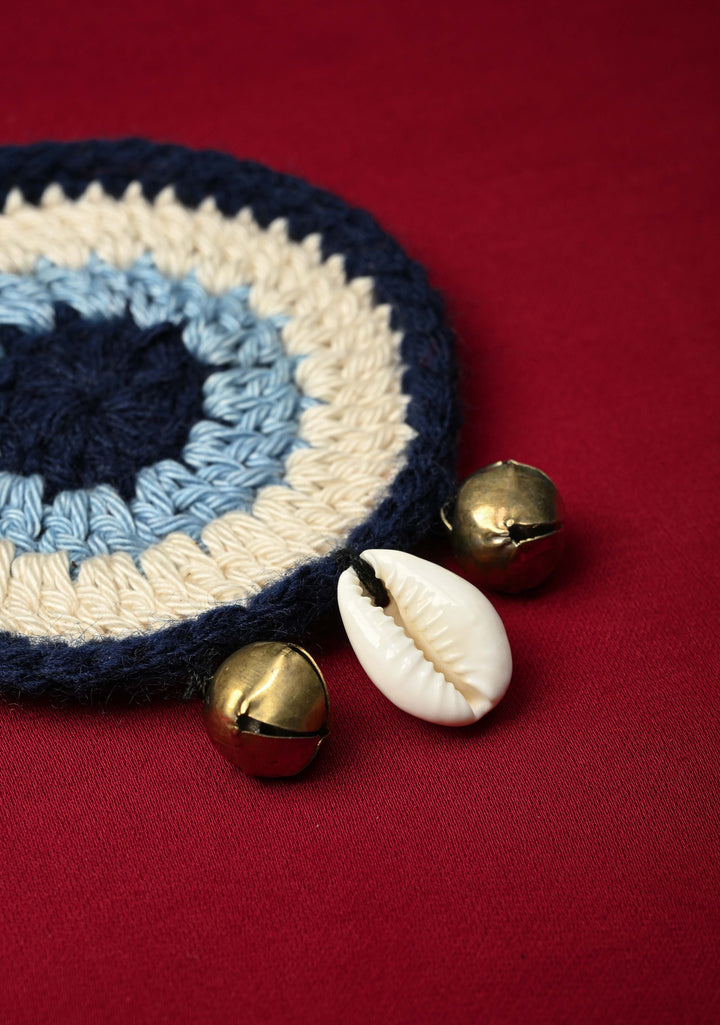 Evil Eye Crochet Charm with Cowrie Shell and Bells | SHOBITAM