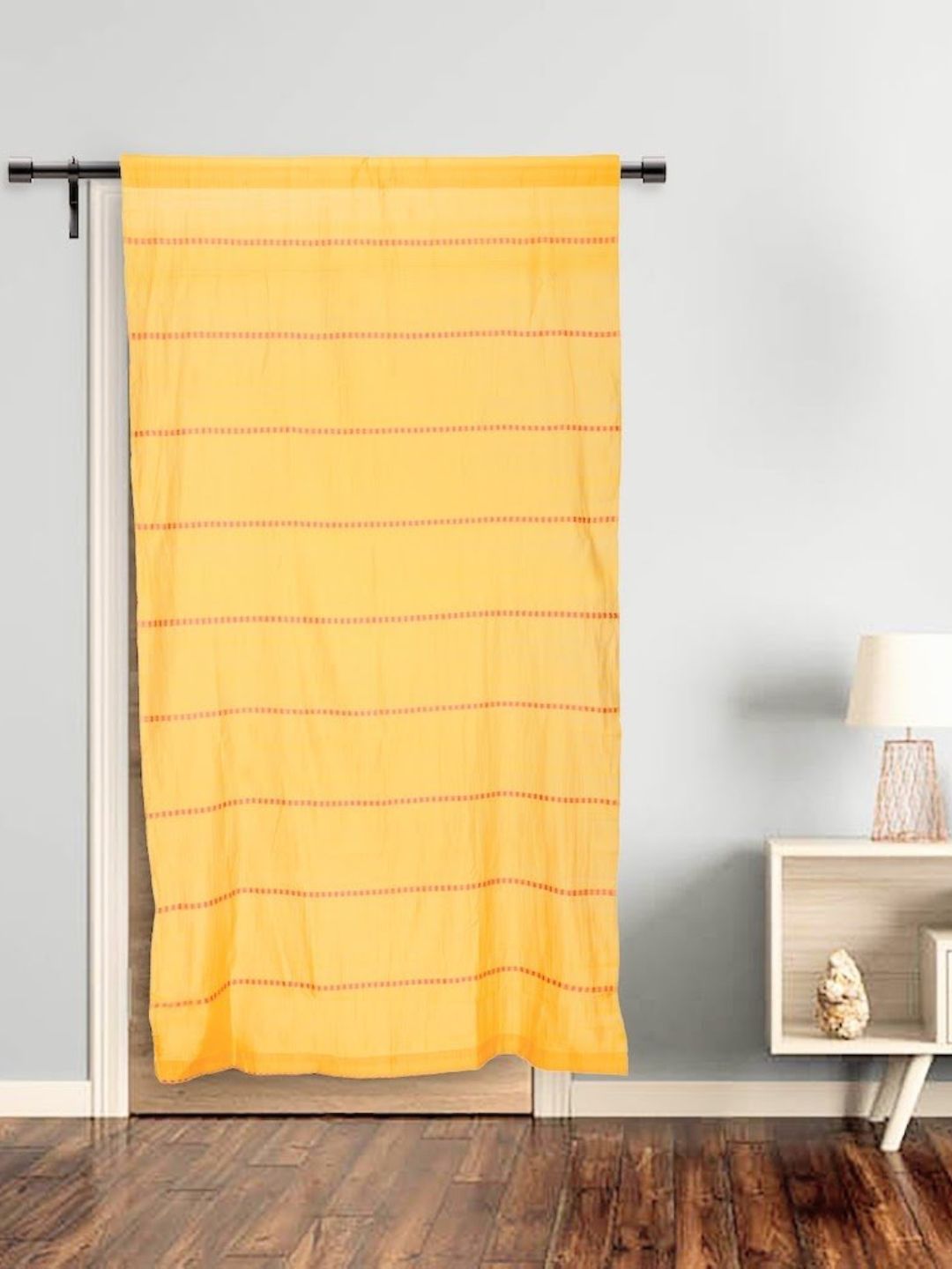 Yellow Silk Cotton Door Curtain- Single Panel | SHOBITAM