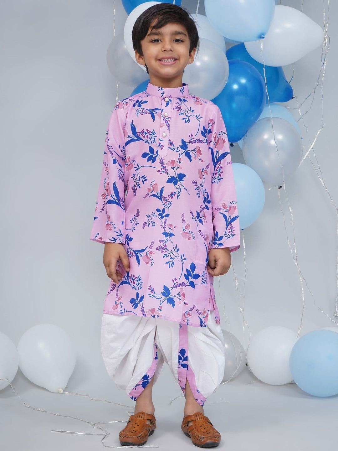 Boys Lavender Tulip Kurta Dhoti Set | SHOBITAM