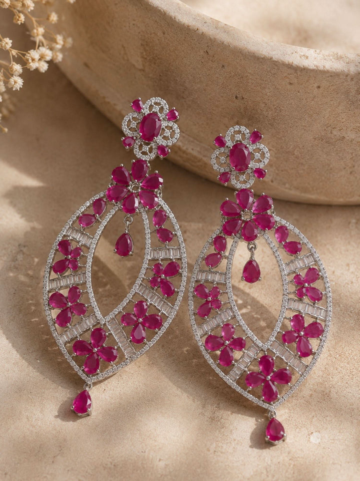 Crystal Floral Statement Earrings | SHOBITAM
