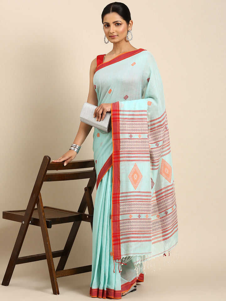 Handwoven Jacquard Weave Pure Cotton Assamese Saree | SHOBITAM
