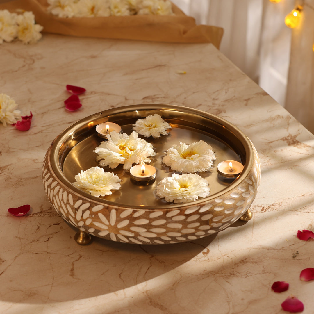 Vrinda Handcrafted Wooden and metal Festive Urli