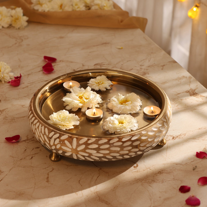 Vrinda Handcrafted Wooden and metal Festive Urli