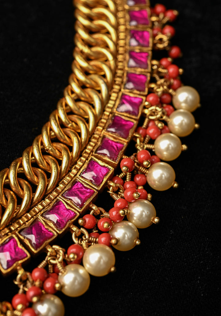92.5  Silver  Reversible  Braided Necklace - Ruby and Emerald
