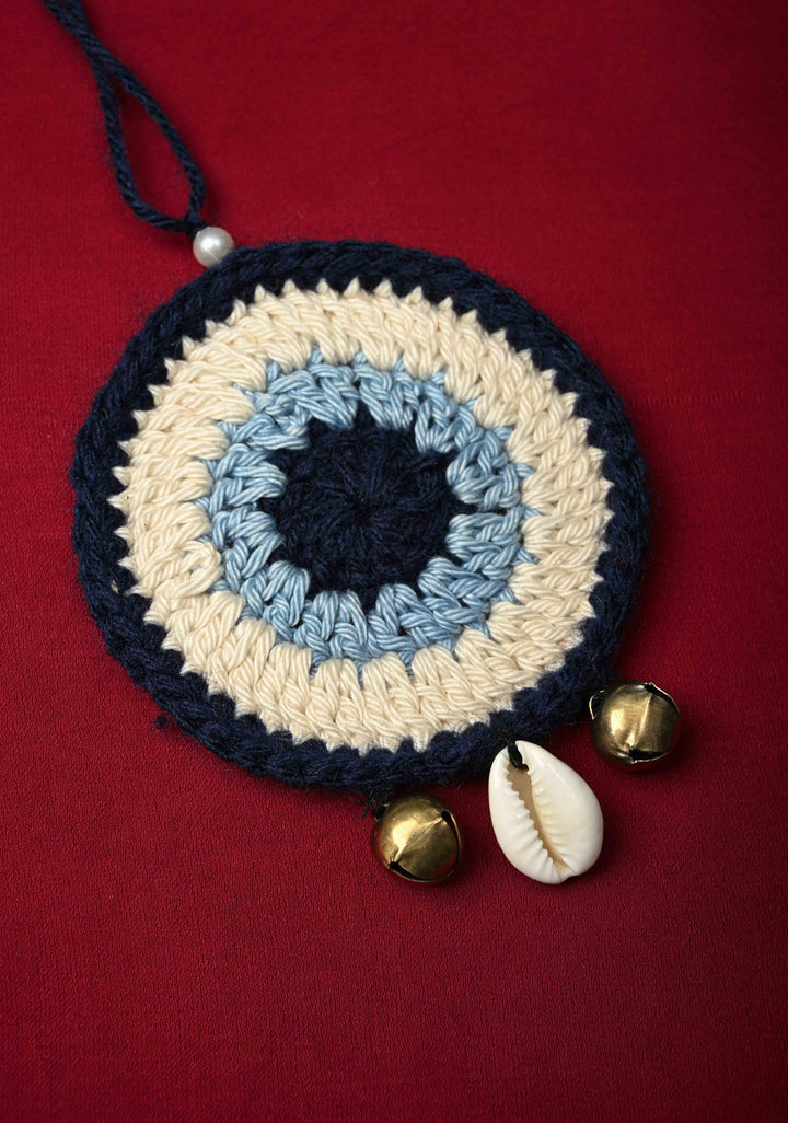 Evil Eye Crochet Charm with Cowrie Shell and Bells | SHOBITAM