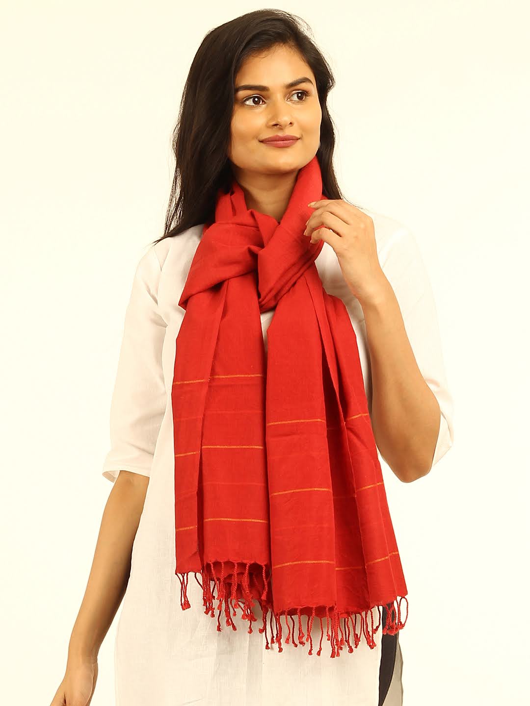 Striped Cotton Wool Stole | SHOBITAM