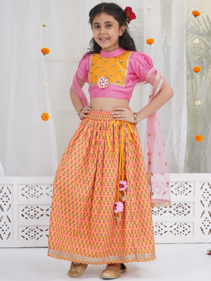 Girls Modern Jaipuri Floral Lehenga Set | SHOBITAM
