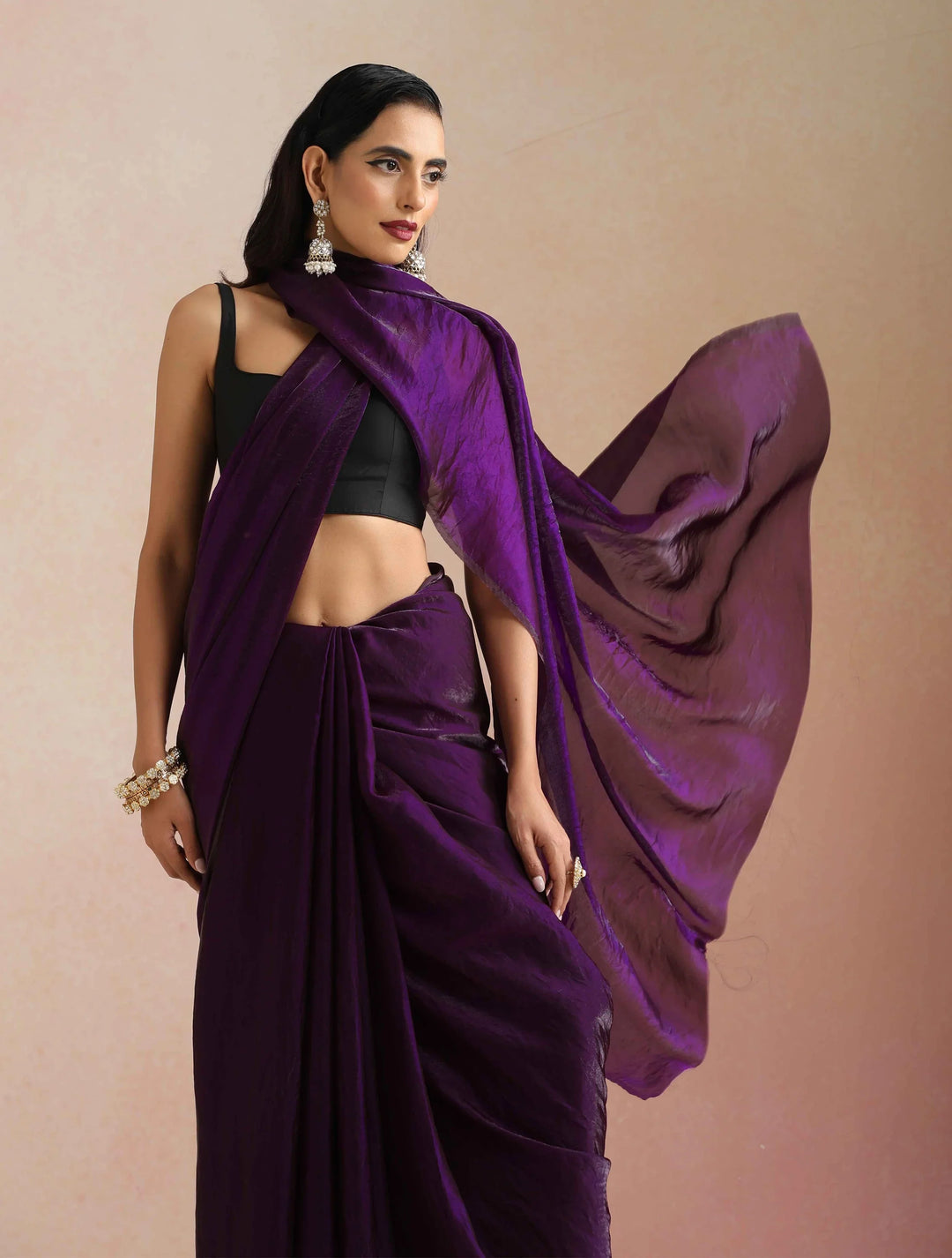 Purple Tissue Saree With Unstitched Blouse| SHOBITAM