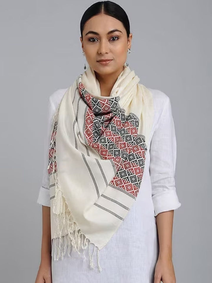 80x24" Handloom Eri Ahimsa Silk Stole | SHOBITAM