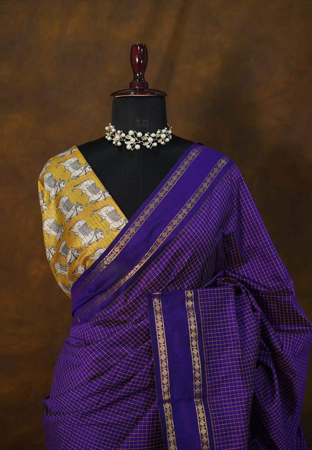 Blue Purple Semi Silk Cotton Saree| SHOBITAM