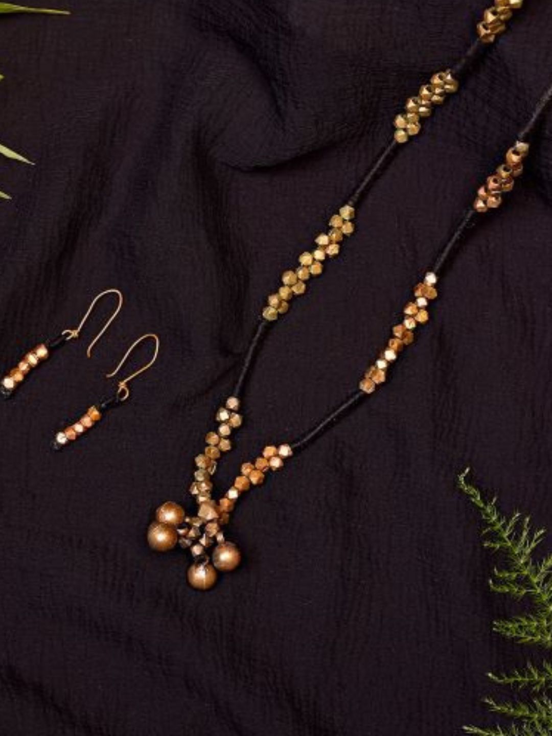Handmade Black Brass Pendant Set Jewellery | SHOBITAM