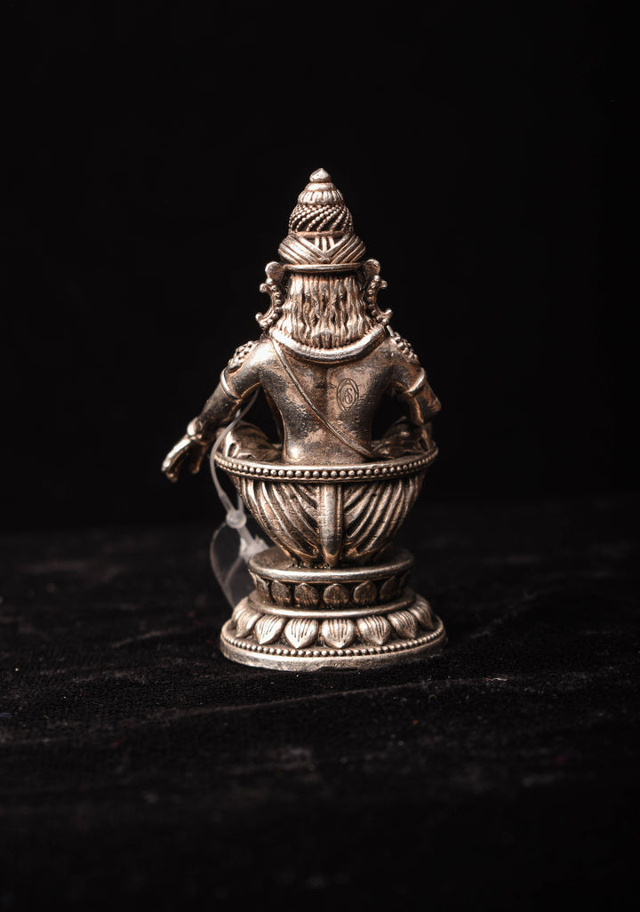 Pure 92.5 silver antique finish Ayyapan 3D Solid Idol 2.25"