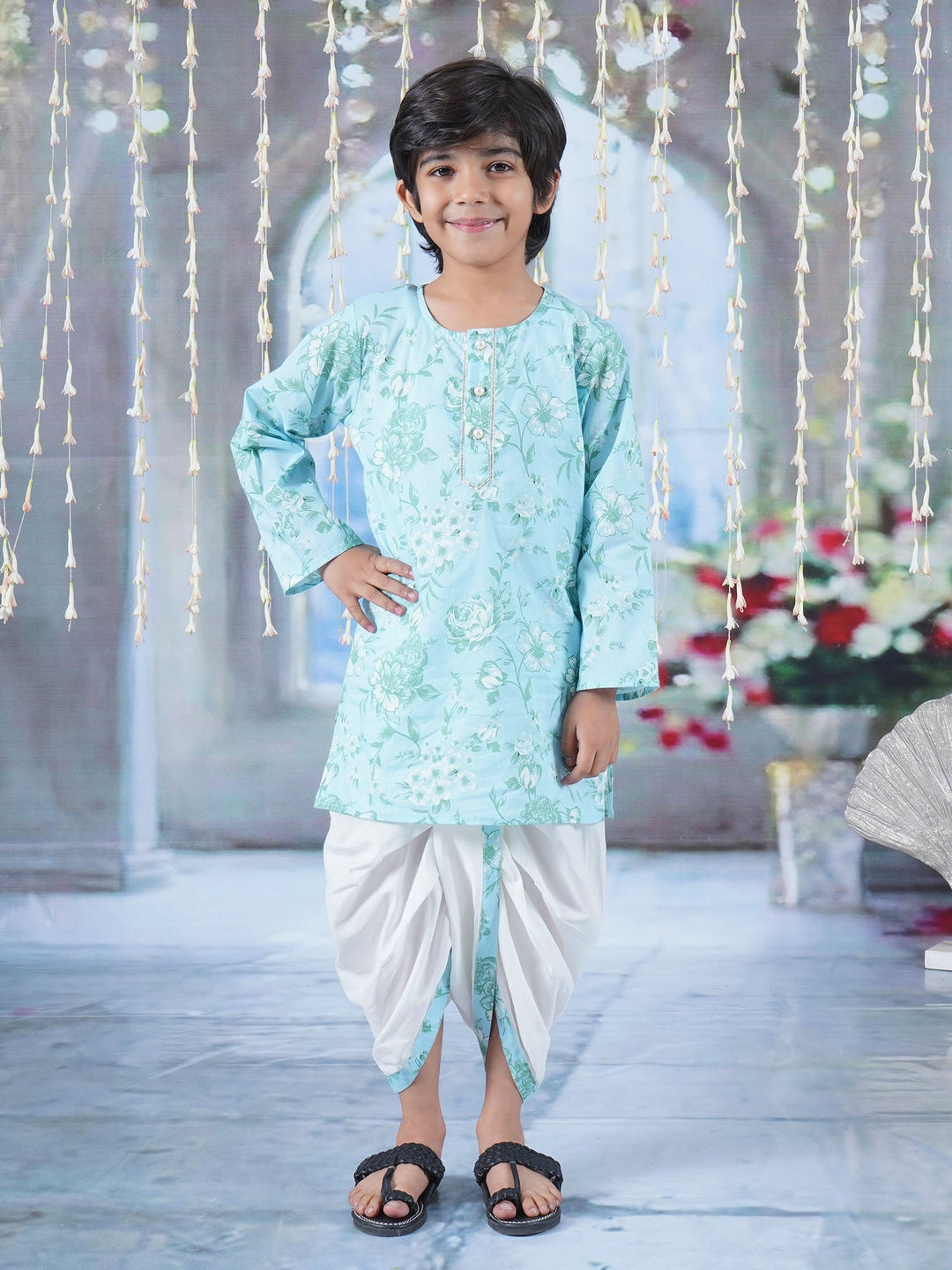 Neela Gulab Kurta Dhoti - Blue | SHOBITAM