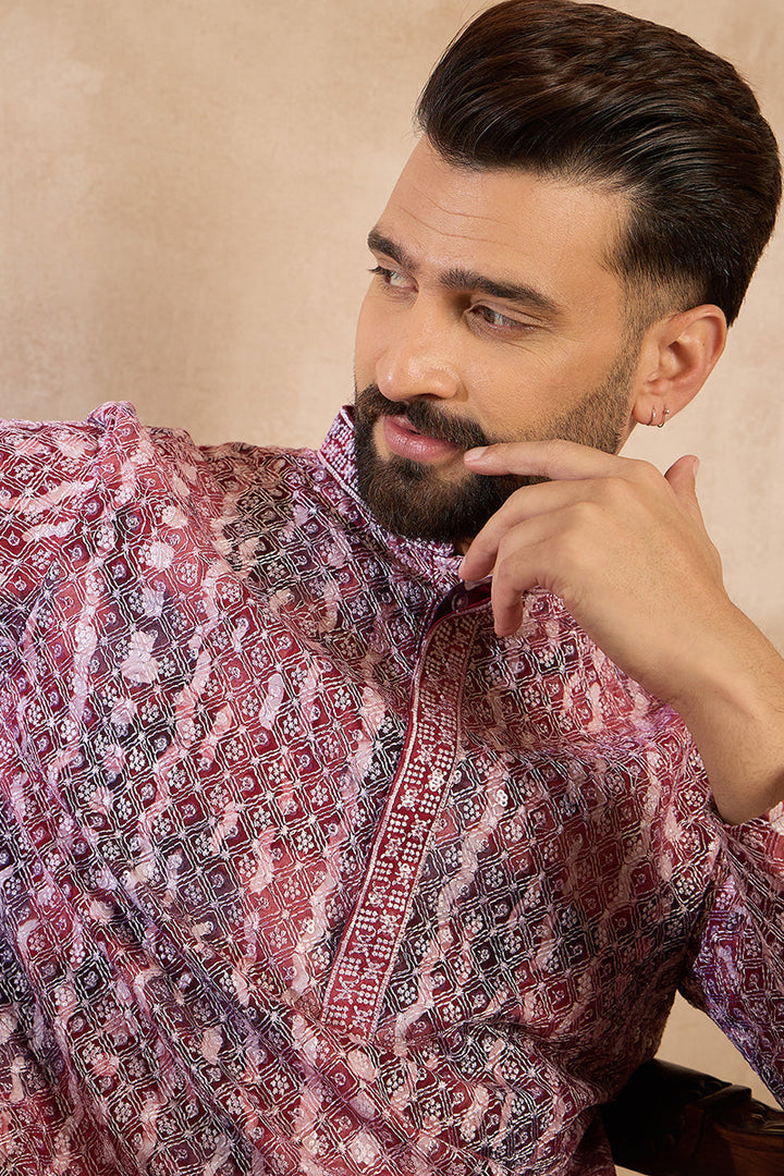 Brown Viscose Rayon Solid Printed Straight Kurta | SHOBITAM