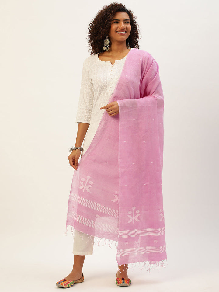 Handcrafted Jamdani Mul Cotton Dupatta | SHOBITAM