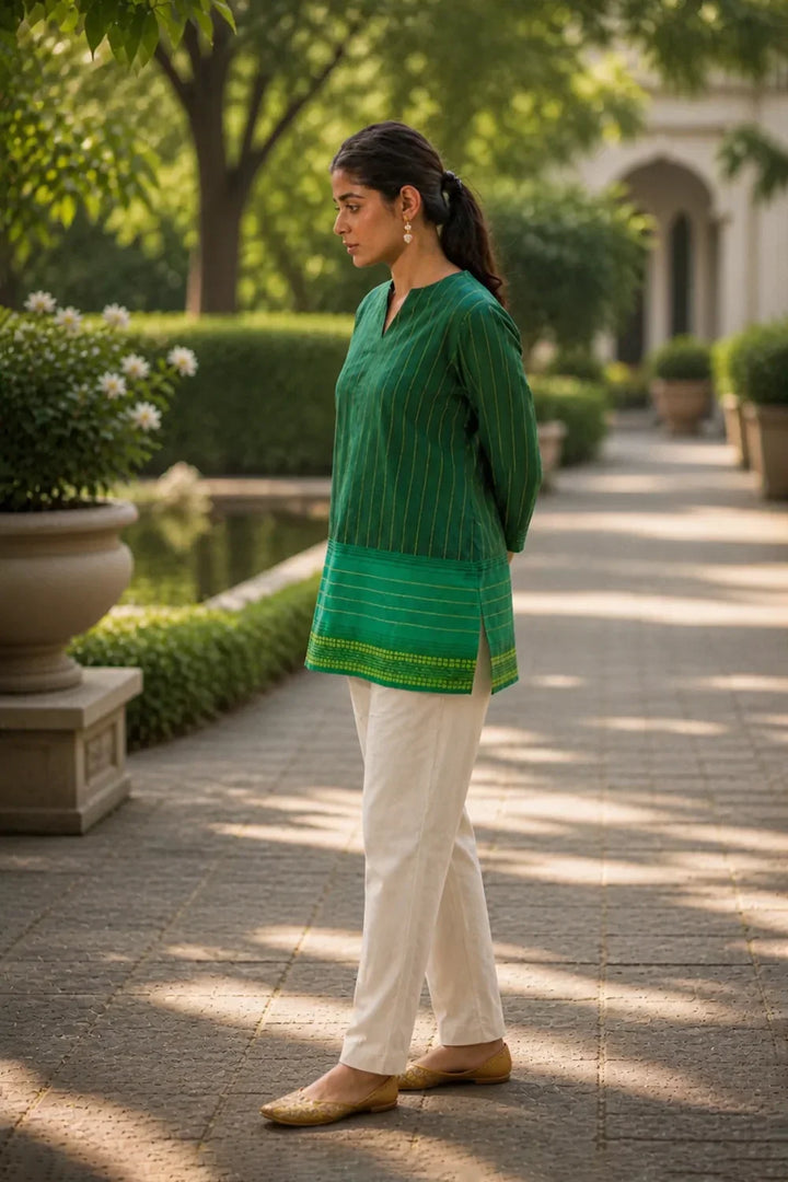 Green Pure Cotton Top | SHOBITAM