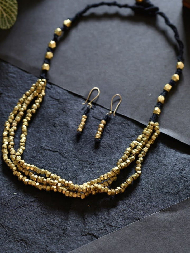 Dokra ArtHandmade Brass Beaded Tribal Jewellery Set | SHOBITAM